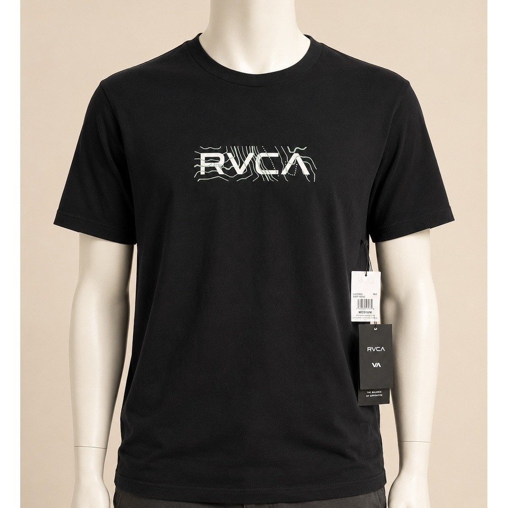 RVCA Men's Medium Black Graphic Logo T-Shirt Organic Cotton Regular Fit NWT